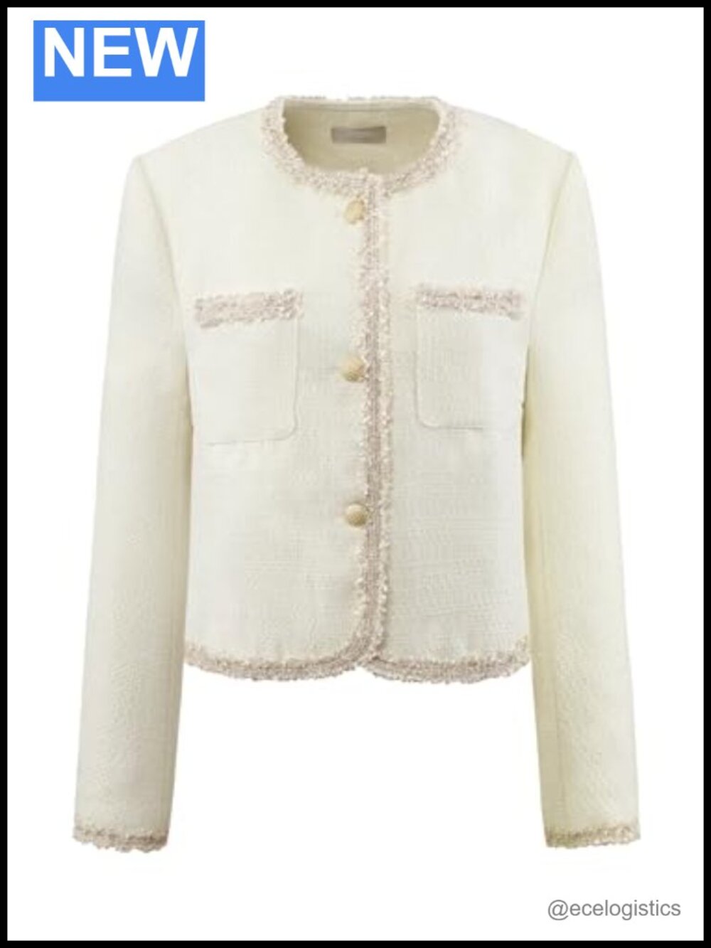 Women's Tweed Blazer Long Sleeve Button Down Business Casual Cropped Jacket
